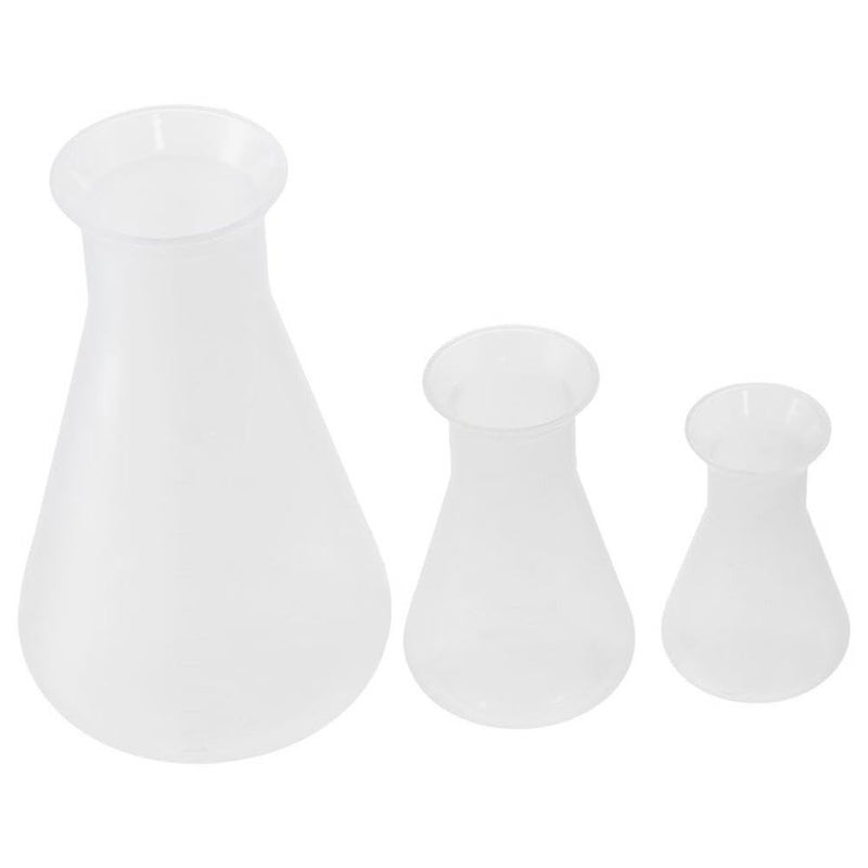 SHUATI 3Pcs 50/100/500ml Plastic Erlenmeyer Flask, Clear Education Learning Tool, Erlenmeyer Flask with Scale, Conical Bottles for Laboratory Chemical - Image 1